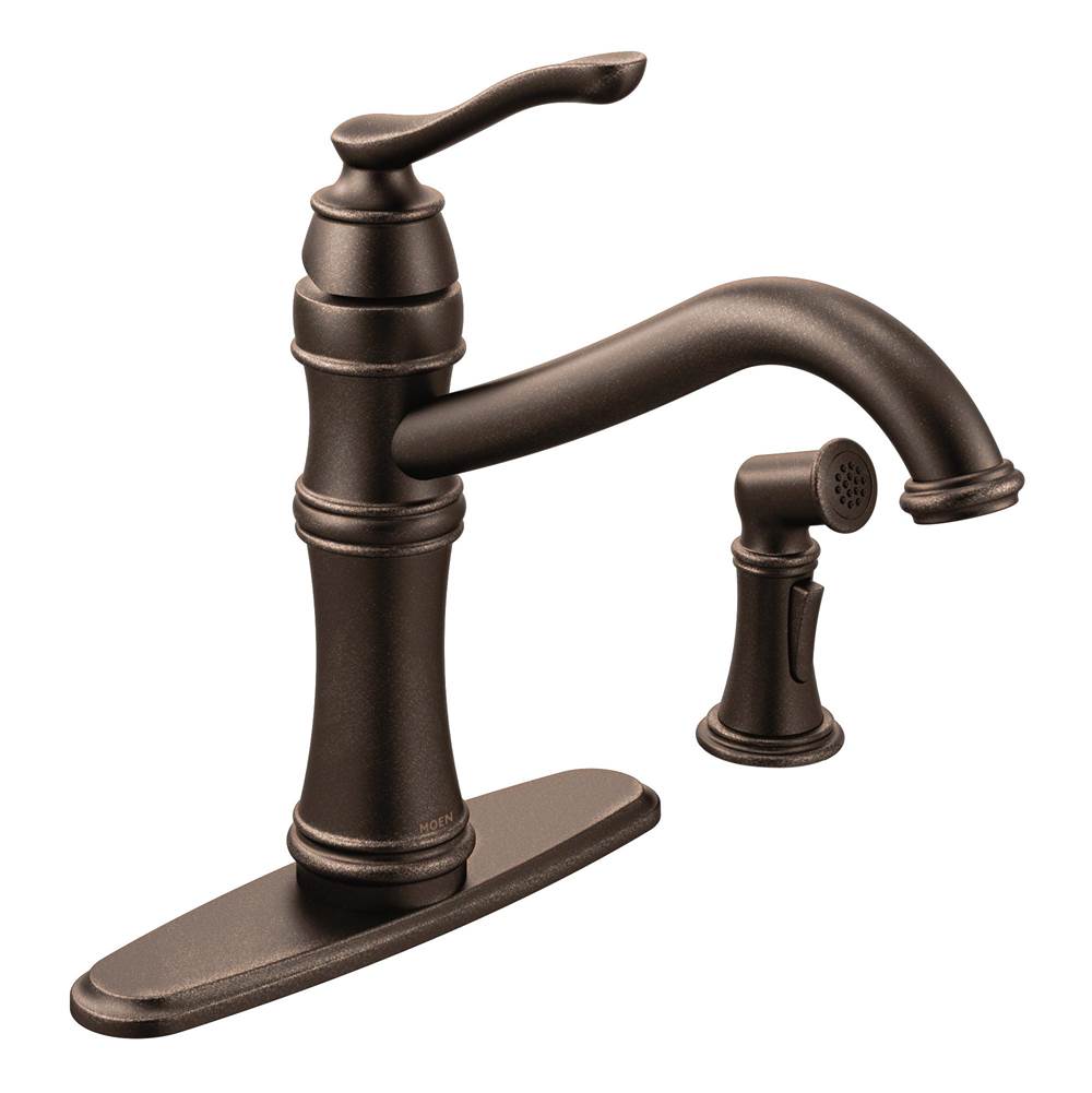 Fixtures, Etc.MoenBelfield Traditional One Handle High Arc Kitchen Faucet with Side Spray and Optional Deckplate Included, Oil Rubbed Bronze