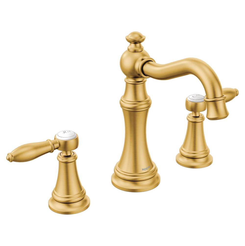 Fixtures, Etc.MoenWeymouth Two-Handle Lever Handle Bathroom Faucet Trim Kit, Valve Required, Brushed Gold