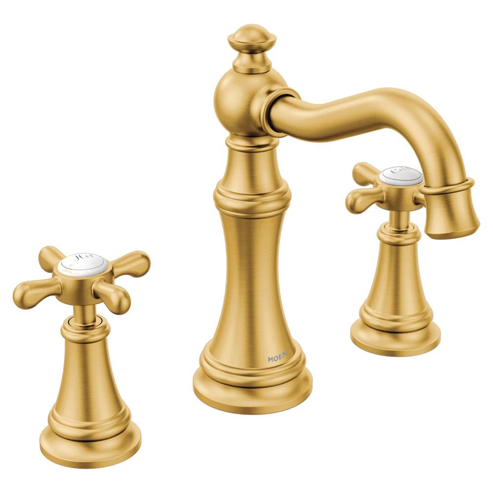 Fixtures, Etc.MoenWeymouth Two-Handle Widespread Cross Handle Bathroom Faucet Trim Kit, Valve Required, Brushed Gold