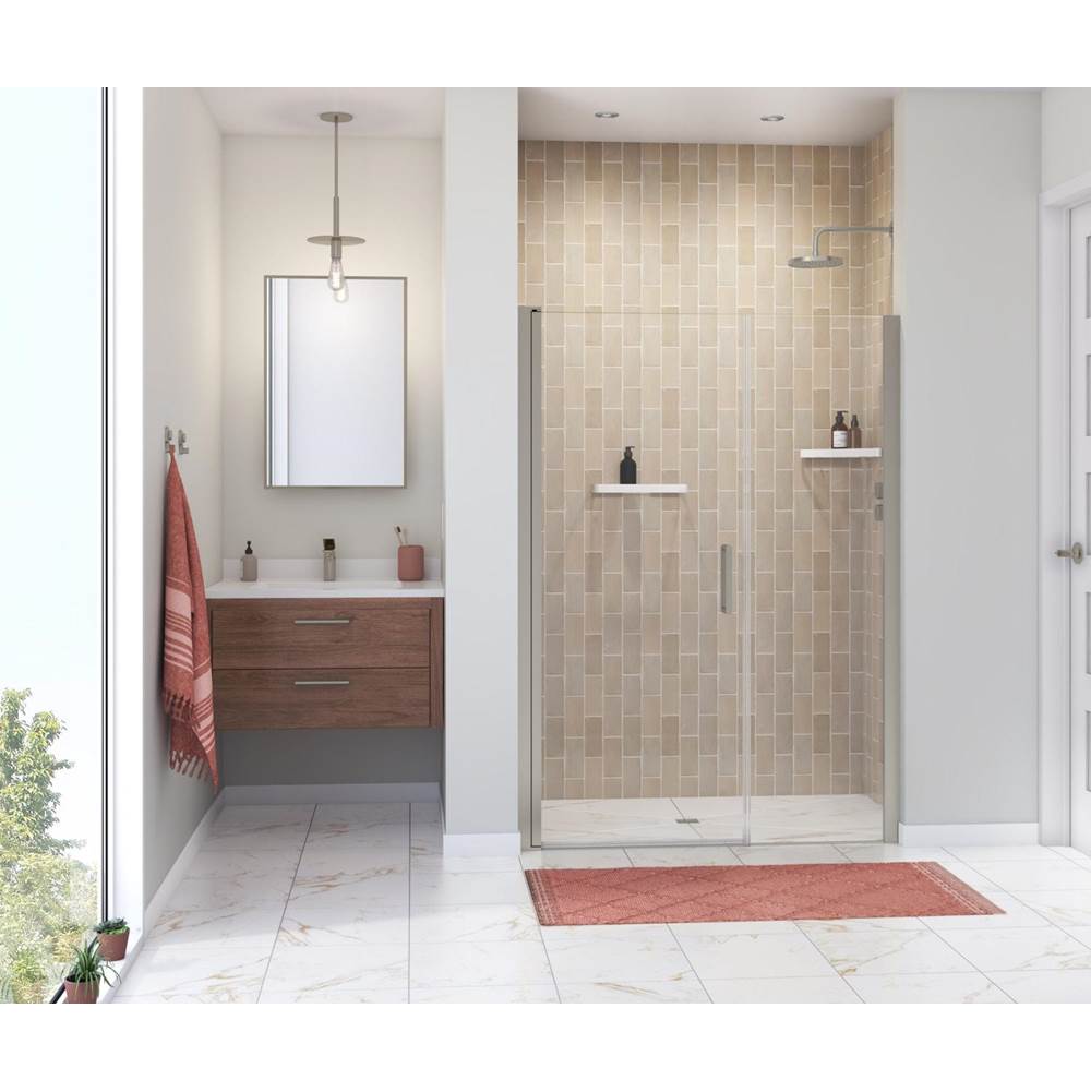 Fixtures, Etc.MaaxManhattan 47-49 x 68 in. 6 mm Pivot Shower Door for Alcove Installation with Clear glass & Round Handle in Brushed Nickel