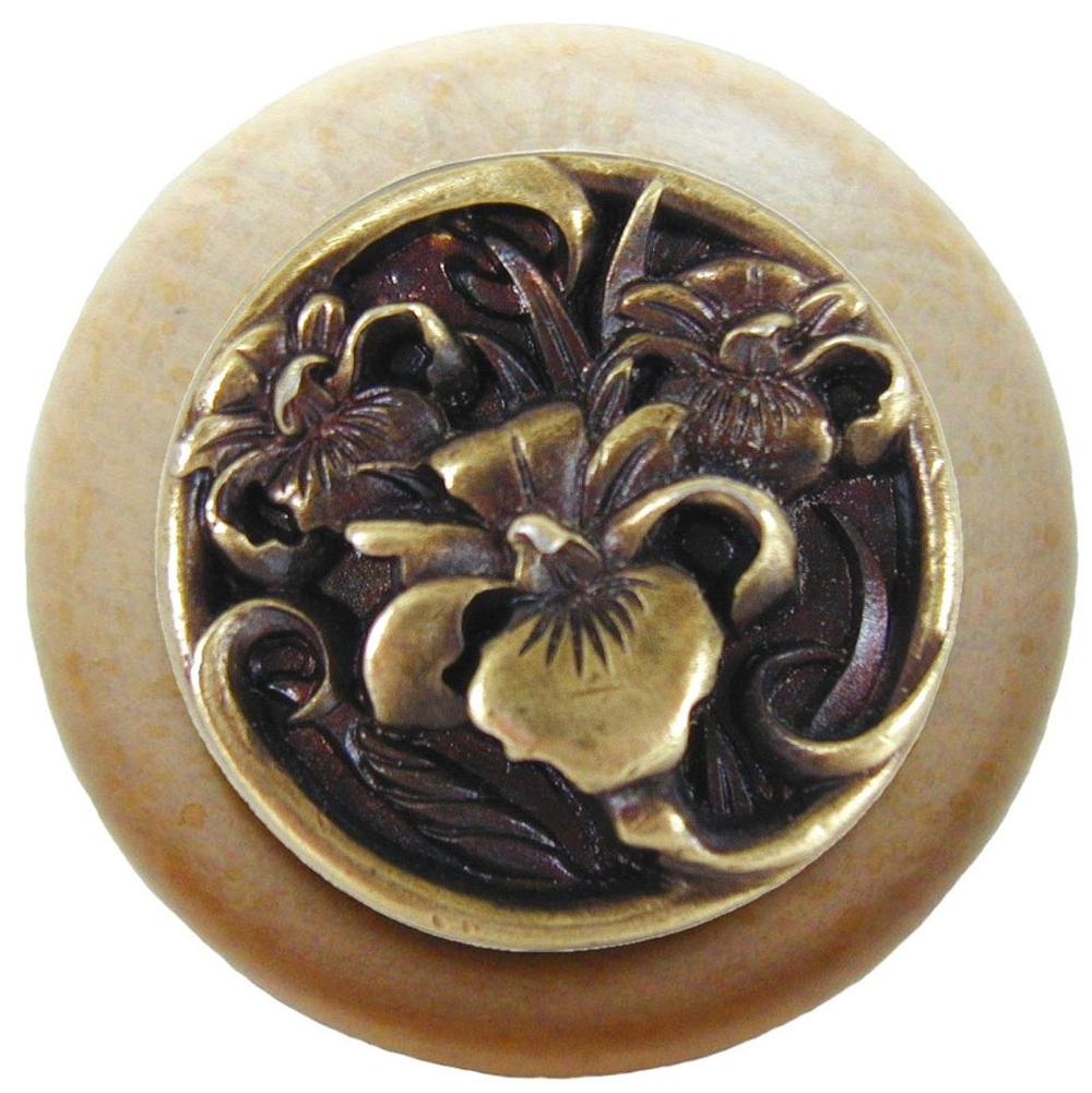Fixtures, Etc.Notting HillRiver Iris Wood Knob in Antique Brass/Natural wood finish