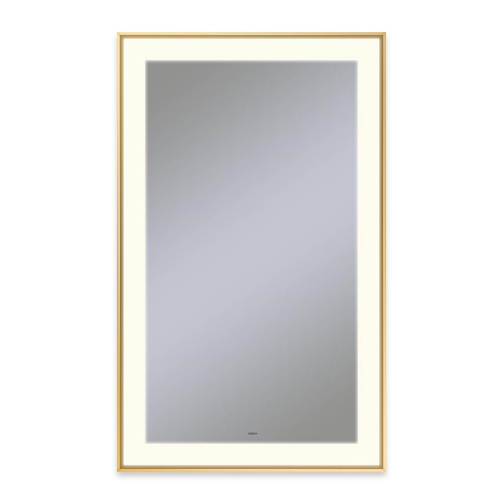 Fixtures, Etc.RobernSculpt Lighted Mirror, 25” x 41” x 2-1/4'', Slim Museum Frame, Matte Gold, Perimeter Light Pattern, 2700K Color Temperature (Warm White)