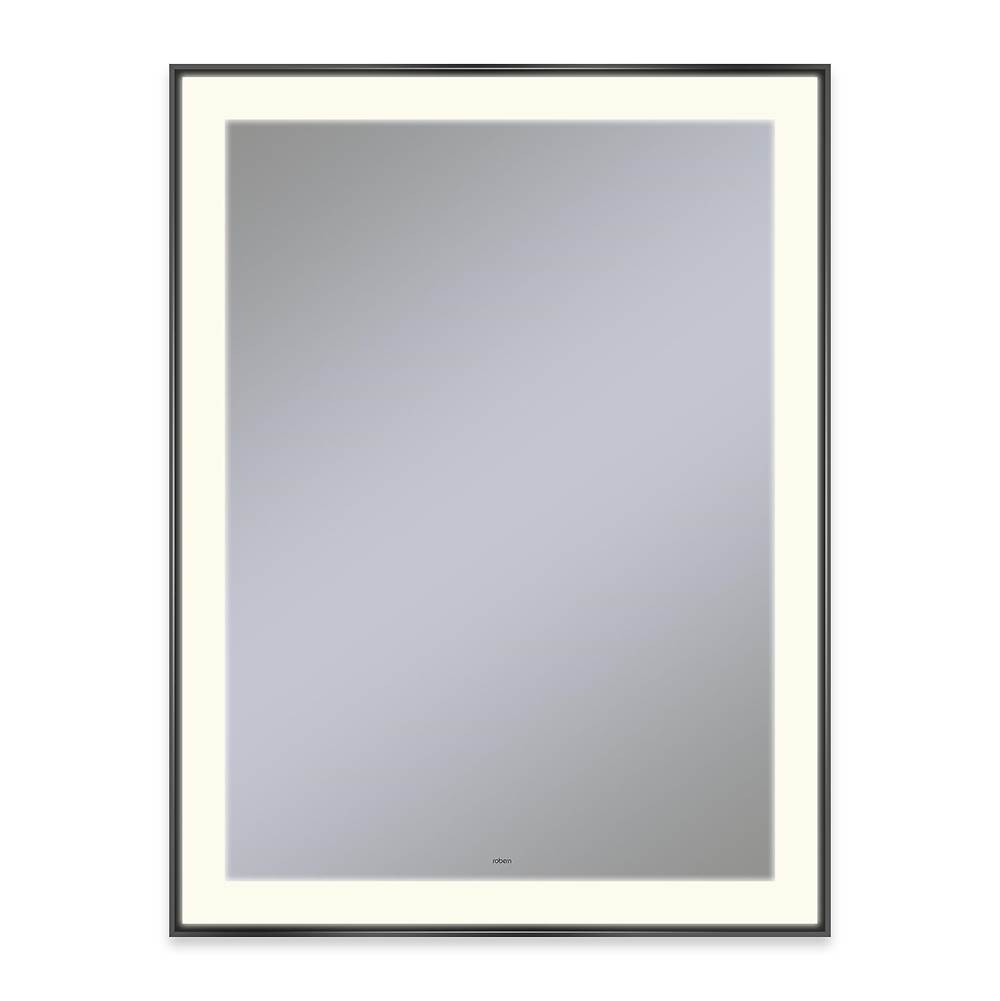 Fixtures, Etc.RobernSculpt Lighted Mirror, 31” x 41” x 2-1/4'', Slim Museum Frame, Matte Black, Perimeter Light Pattern, 2700K Color Temperature (Warm White), Defogger