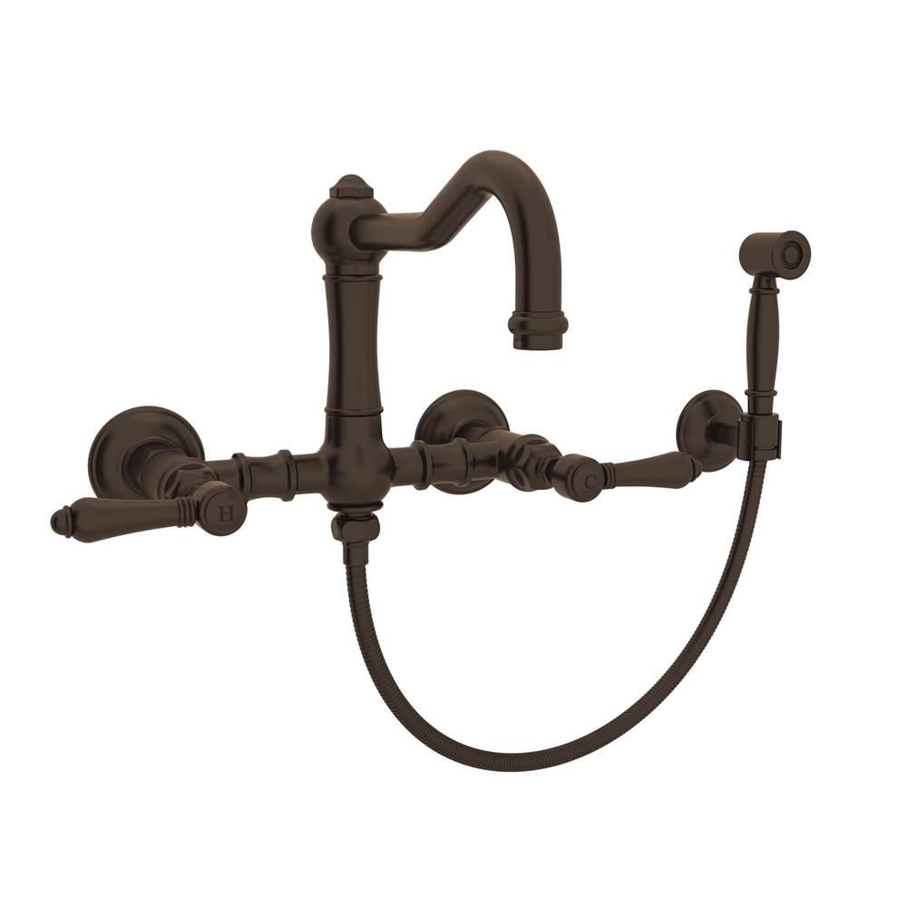 Fixtures, Etc.RohlAcqui® Wall Mount Bridge Kitchen Faucet With Sidespray And Column Spout