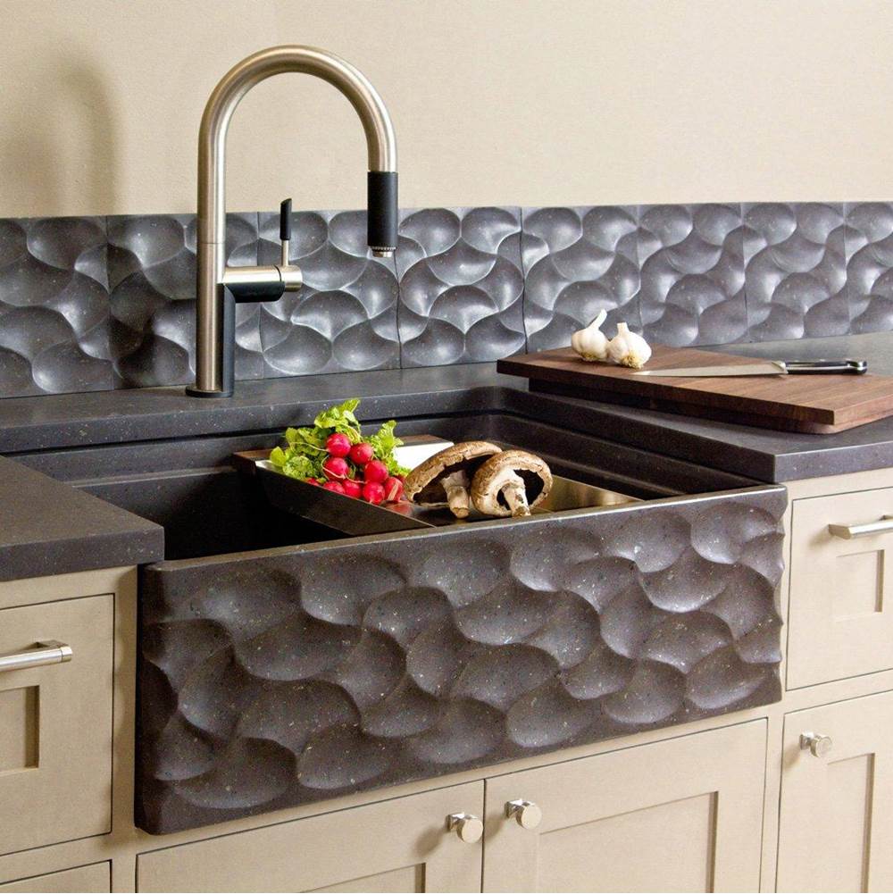 Fixtures, Etc.Stone ForestWorkstation Kitchen Sink With Wave Front, Accessories Sold Separately.