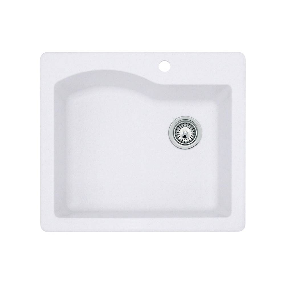 Fixtures, Etc.SwanQZSB-2522 22 x 25 Granite Drop in Single Bowl Sink in Opal White