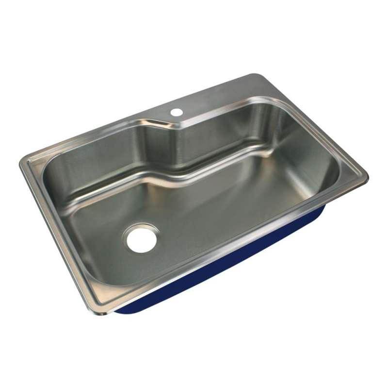 Fixtures, Etc.TransolidMeridian 33in x 22in 16 Gauge Offset Super Drop-in Single Bowl Kitchen Sink with 1 Faucet Hole