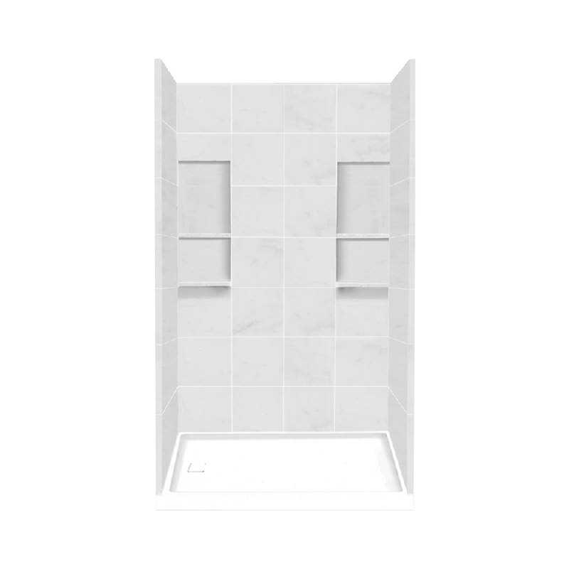 Fixtures, Etc.Transolid32'' x 60'' x 83'' Solid Surface Left-Hand Alcove Shower Kit in White Carrara