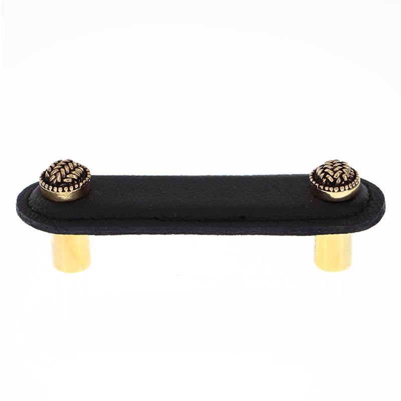 Fixtures, Etc.Vicenza DesignsCestino, Pull, Leather, 3 Inch, Black, Antique Gold