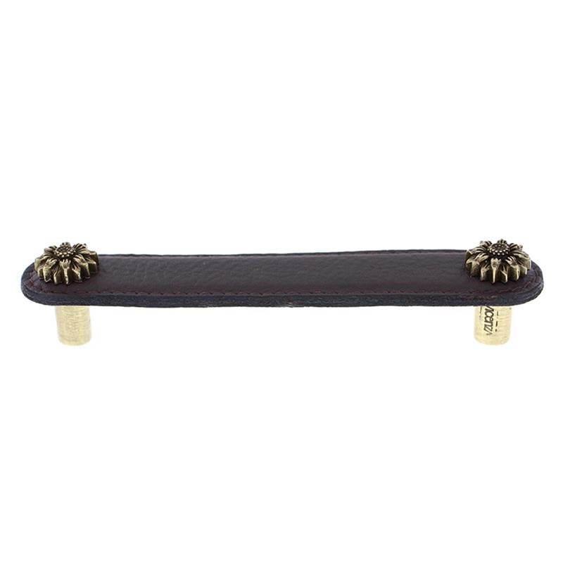 Polished Gold Vicenza Designs K1180 Carlotta Daisy Leather Pull Brown 4-Inch