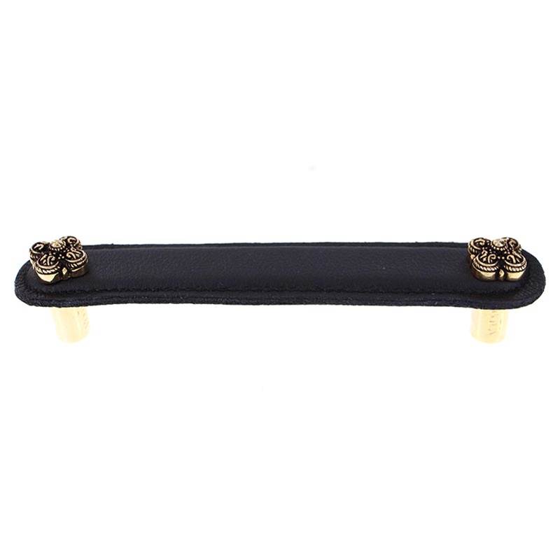 Fixtures, Etc.Vicenza DesignsNapoli, Pull, Leather, 5 Inch, Black, Antique Gold