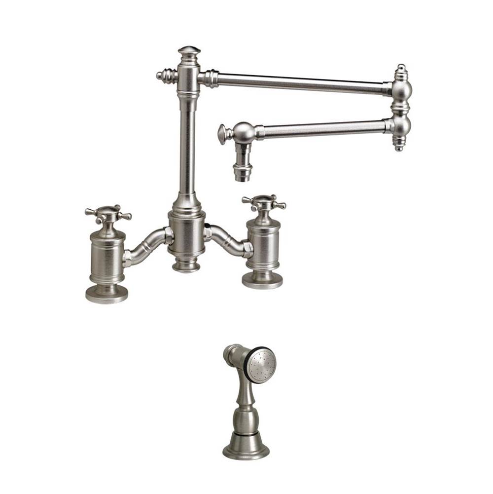 Fixtures, Etc.WaterstoneWaterstone Towson Bridge Faucet - 18'' Articulated Spout - Cross Handles w/ Side Spray